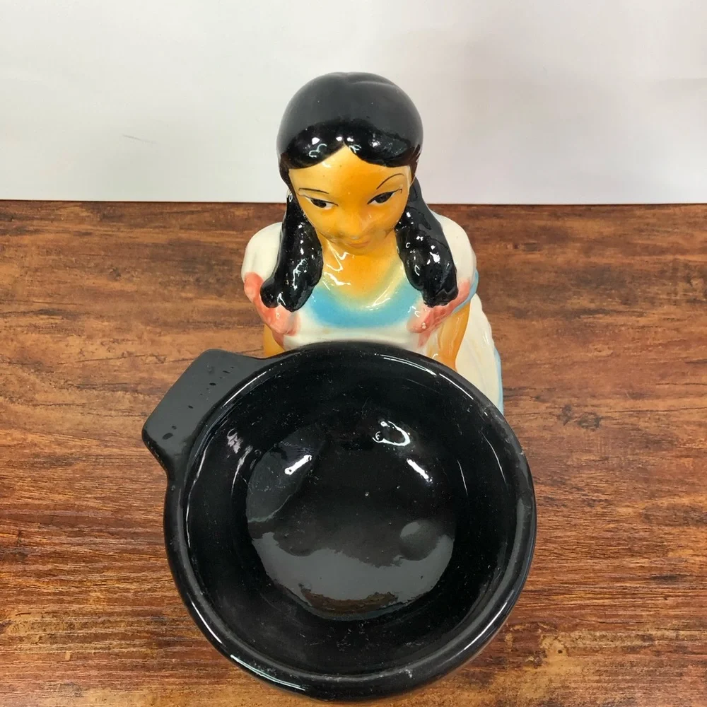 Senorita Ceramic Serveware Salsa Chip Dip‎ Bowl Mexican Girl Kitchen Painted